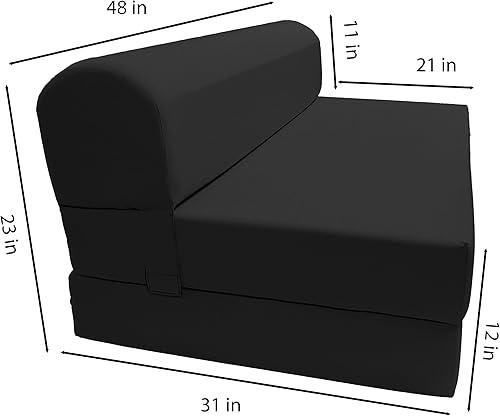 Miniatura 2 de D&D Futon Furniture. Cama plegable de espuma para silla, sofá estudio, colchón de espuma plegable para invitados (6 x 48 x 72 pulgadas, negro)