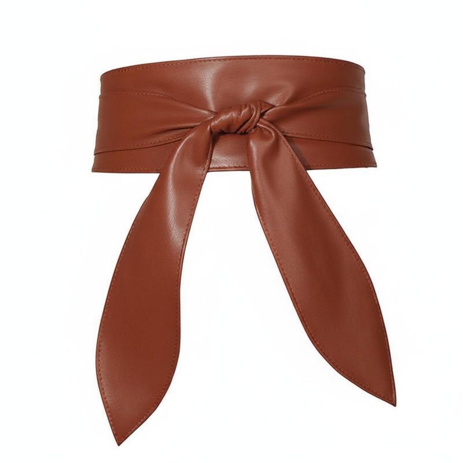 Merishopp Soft Long Waist Tie Belt Elegant Wide Bow Belt Versatile Waist Wrap Bow Sash Lightweight for Women, Dress Outfits, Party, Formal Wear, Coffee, L-image-49