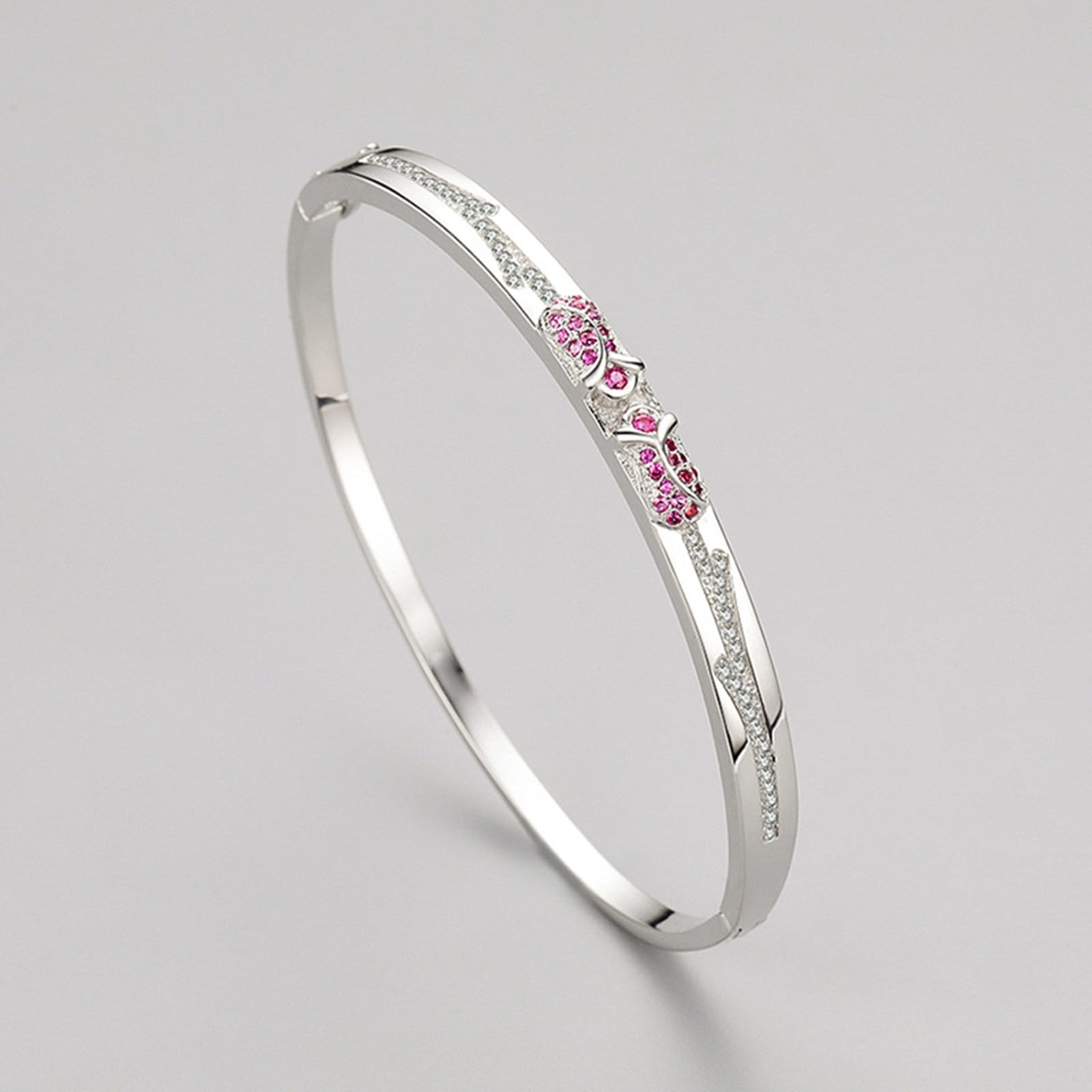 Pulsera de rosas para mujer, pulsera de rubí creado para mujer,