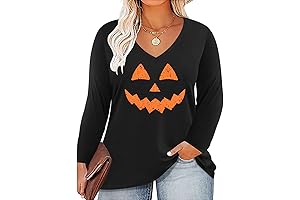 Plus Size Halloween Tunic Tops for Women Knotted Raglan Blouses