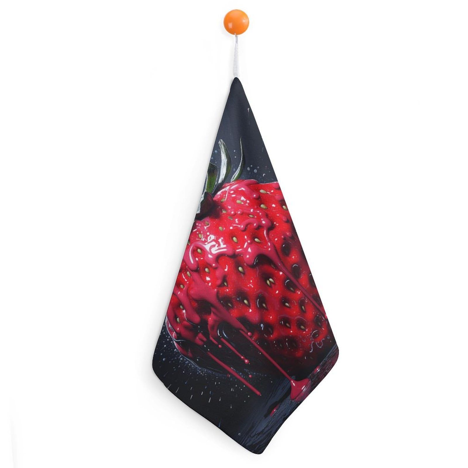 QMNLKH Bright Red Strawberries Hand Towels for Kitchen, Quick Dry Hanging Hand Towels with Loops, Absorbent Hand Towel for Bathroom, Square Soft Microfiber Towels for Gym, 11.8inch 1PCS