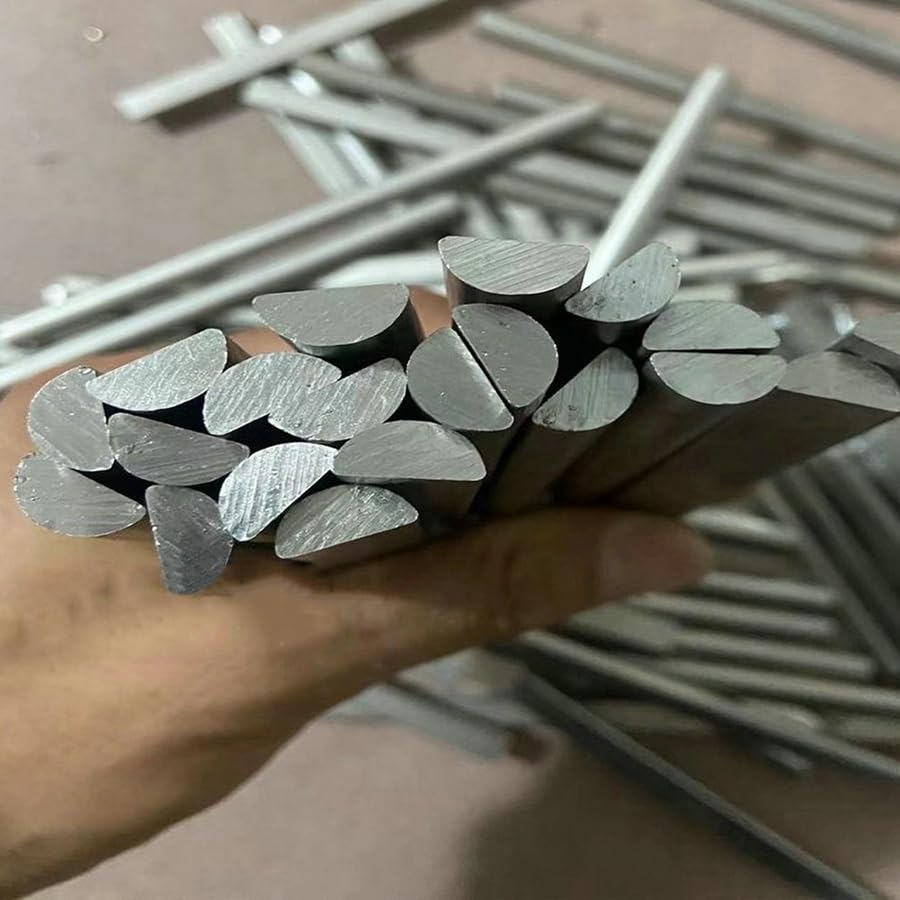 Barra in acciaio inossidabile semicircolare 304 da 19,7 pollici di lunghezza per la lavorazione di parti di alberi semicircolari solidi in metallo fai da te (Silver, 4 Piece/8MMX16MMX50CM)