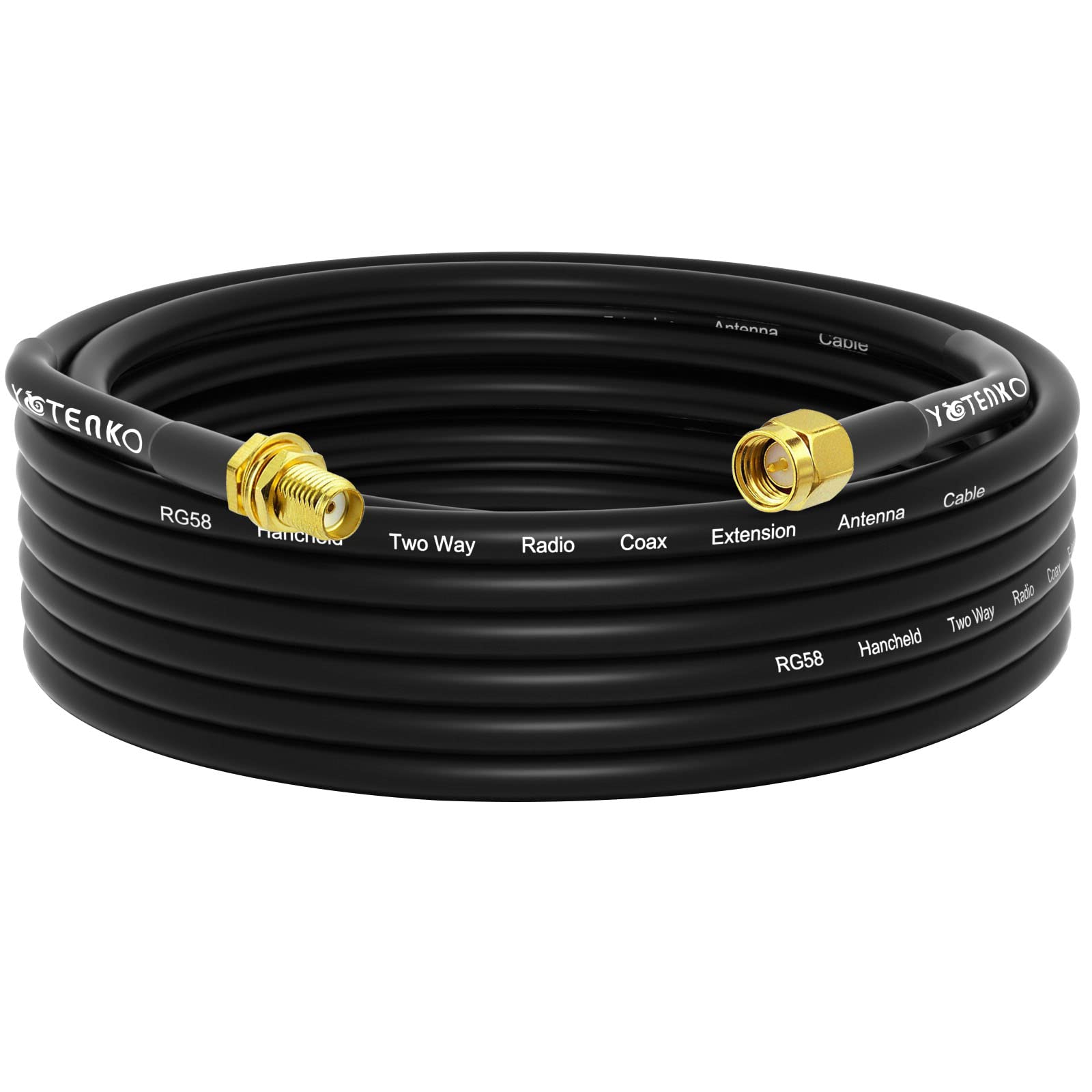 YOTENKO SMA Extension Cable 25ft, SMA Male to SMA Female Bulkhead Mount RG58 Antenna Extension Cable Low Loss for 4G LTE Router Gateway Modem Cell Phone Signal Booster Cellular SDR Dongle Receiver