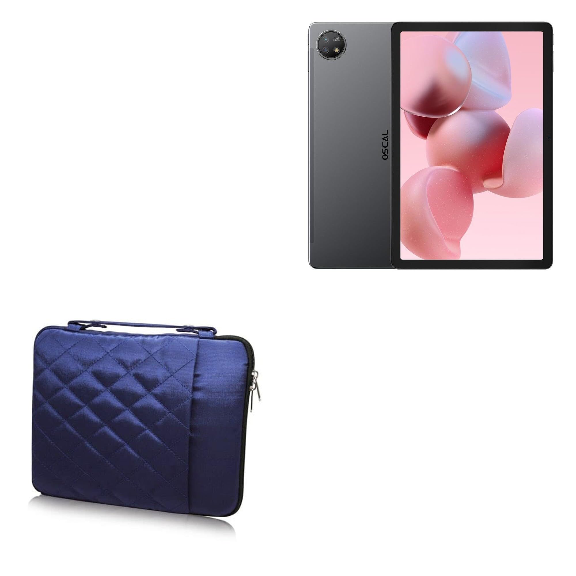 BoxWave Case Compatible with Blackview Oscal Pad 18 - Quilted Carrying Bag, Soft Synthetic Leather Cover w/Diamond Design - Navy