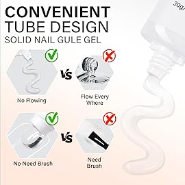 AILLSA Solid Gel Nail Glue for Nail Tips Super Strong Gel Glues Professional Fake Acrylic Soft Nails Glue U V Lamp Curing Needed - Long Lasting 15g / 0.5fl.oz