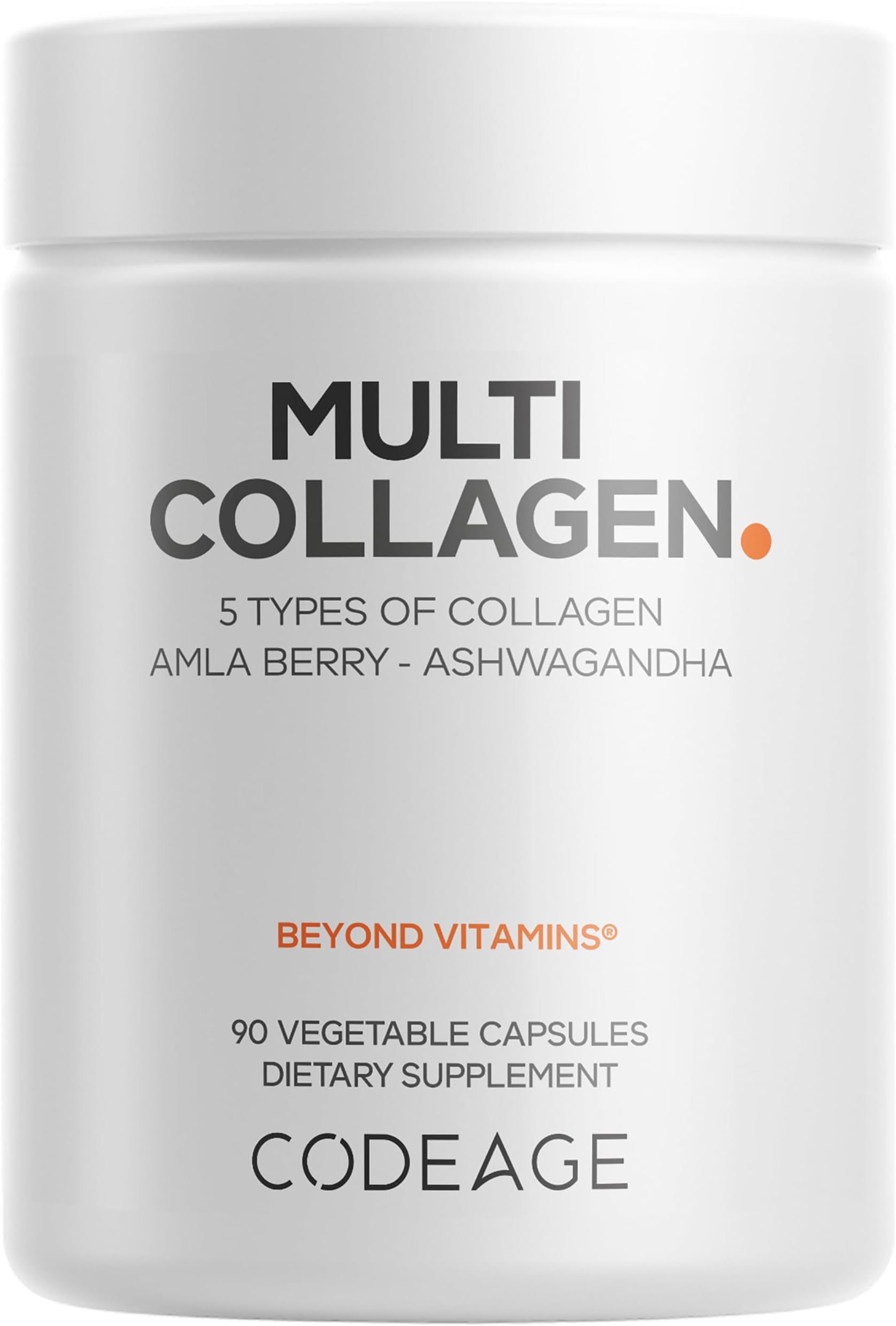 Multi Collagen Peptides Protein Capsules, 5 Collagen Types, Grass-Fed & Hydrolyzed Bovine Collagen Pills Supplement, Ashwagandha, Amla Berry Vitamins, Collagen Peptides - 90 Capsules