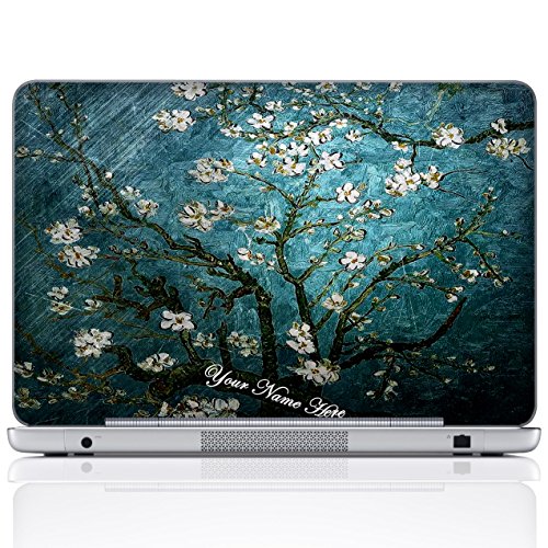 Image of Custom Design Personalized Laptop Skin Sticker Cover Art Decal, Customize with Your Name or Text (15.6 Inch, Almond Blossoming)