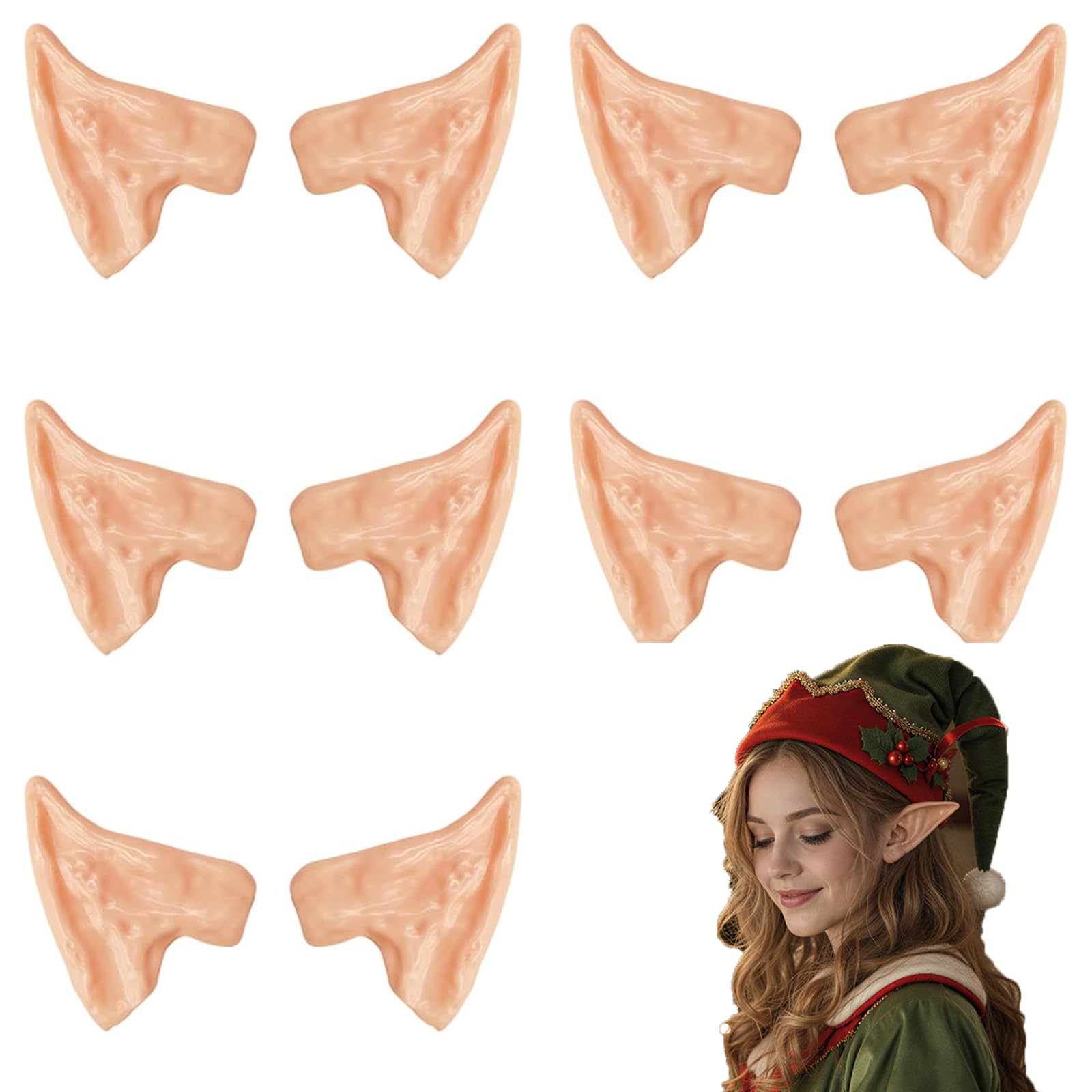 5 Pairs Elf Ears, Latex Pointed Fake Ears For Cosplay Costume