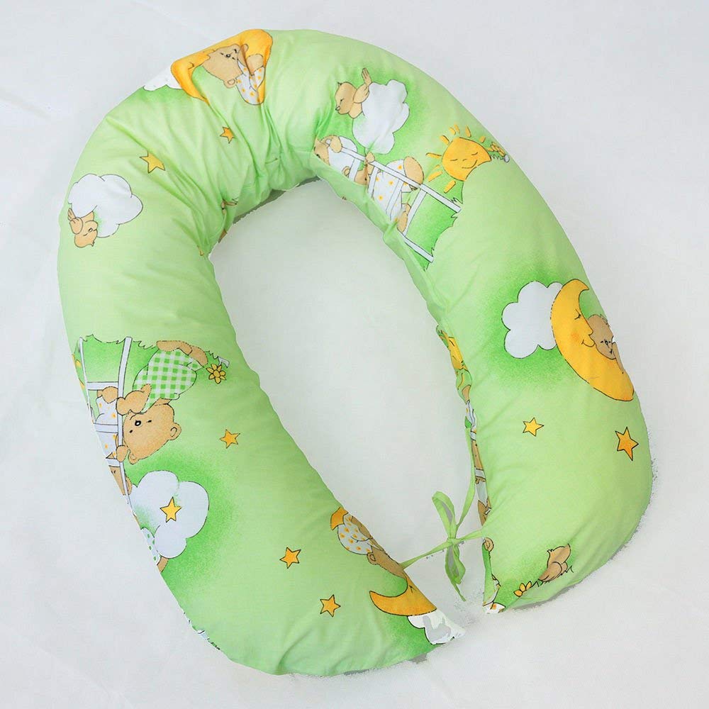 Babymam BREAST FEEDING PILLOW BABY NURSING MATERNITY PREGNANCY COTTON COVER 170CM (Ladder green)