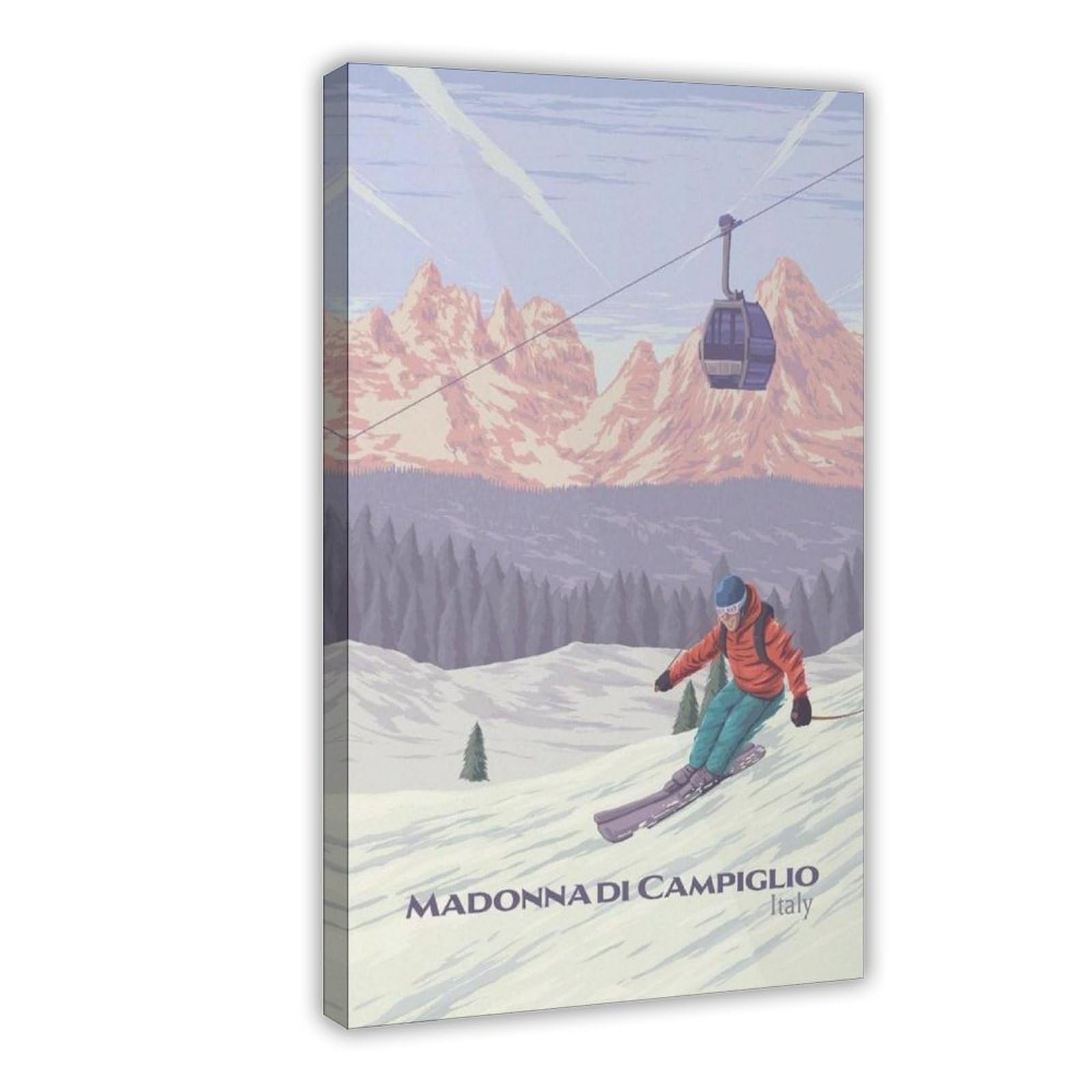 Qgvbgf Madonna Di Campiglio Ski Resort Italy Madonna Di Campiglio Ski Resort, Italy Canvas Poster Bedroom Decor Landscape Office Room Decor Gift 08X12inch(20X30cm)