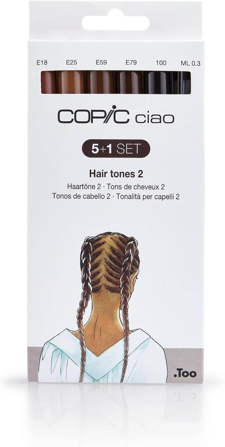 Copic Ciao Coloured Marker Pen - 5+1 Set Hair Tones 2, For Art & Crafts, Colouring, Graphics, Highlighter, Design, Anime, Professional & Beginners, Art Supplies & Colouring Books
