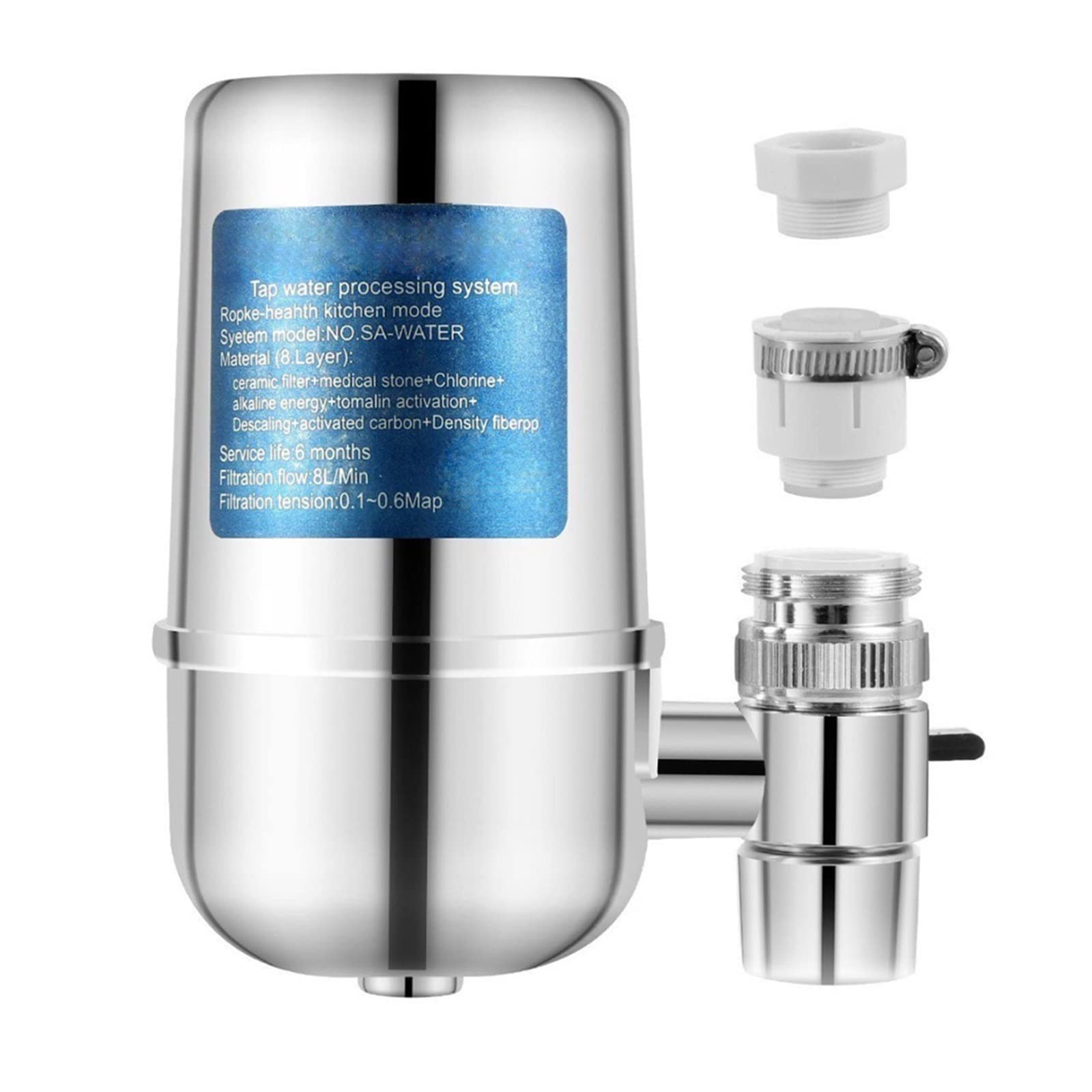 Filtre Sous Evier, Cartouches de filtre à eau en céramique à 8 couches robinet de cuisine purificateur d'eau dissolvant de contaminants d'eau générateur d'eau saine, pour la maison sous l'évier