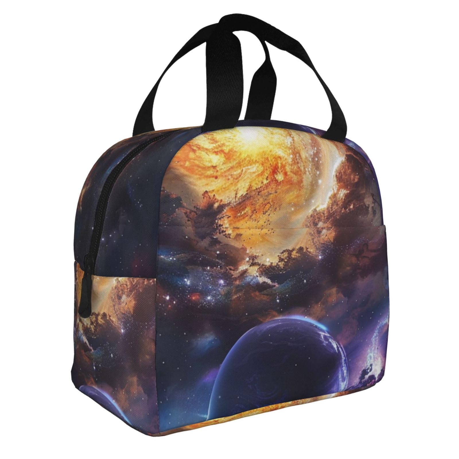 LRHCNZDCP Beautiful Galaxy Prints Insulated Picnic Lunch Bags for Men Women, Foldable Cool Bag Thermal Tote Bags for Work Picnic Camping School Beach