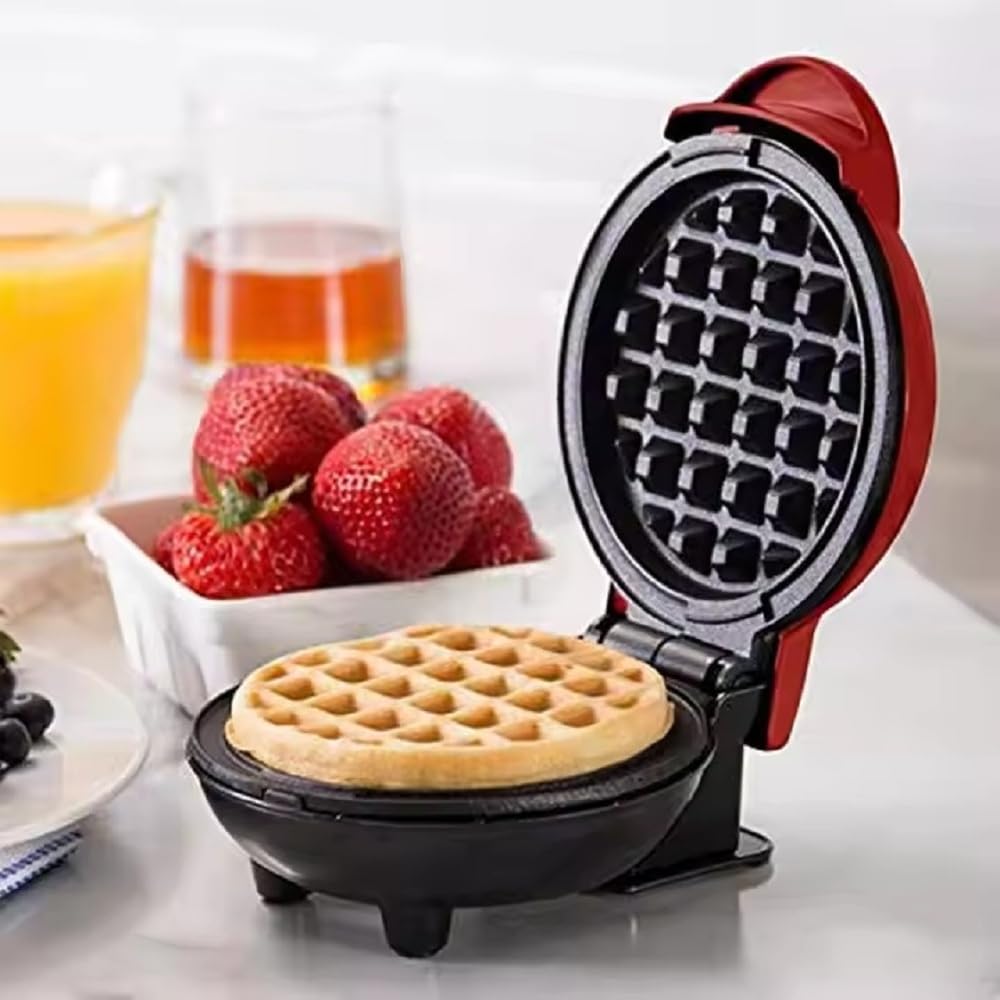 UTRIORIX Electric Mini Waffle Maker for Home | Nonstick Belgian Waffle Maker for Snacks, Sandwich, Hash Browns, Eggs | Easy to Use & Clean | Compact Design – Red-image-40