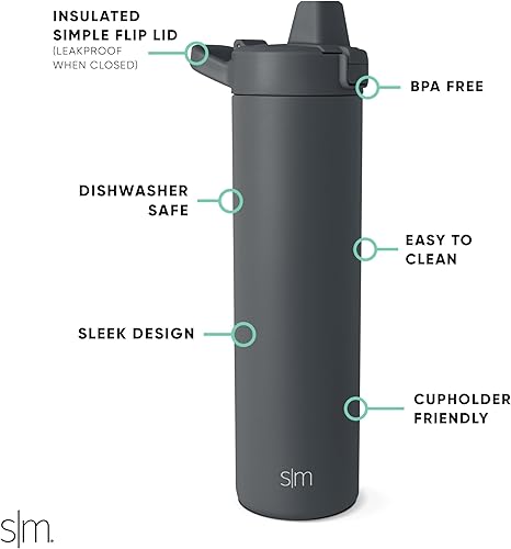Miniatura 10 de Simple Modern Botella de agua filtrada  Botellas de agua de viaje con filtro de carbono de acero inoxidable aisladas  Reutilizable para agua potable