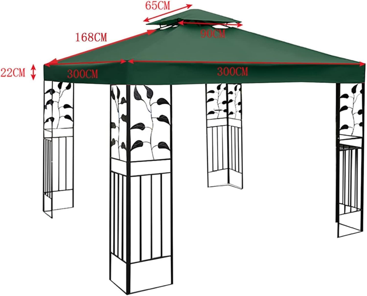 Housse de rechange imperméable pour tonnelle – 310 g/m² – 2 niveaux de bœuf ventilé – Parfait pour le jardin, la terrasse, la tente, le toit – Installation facile
