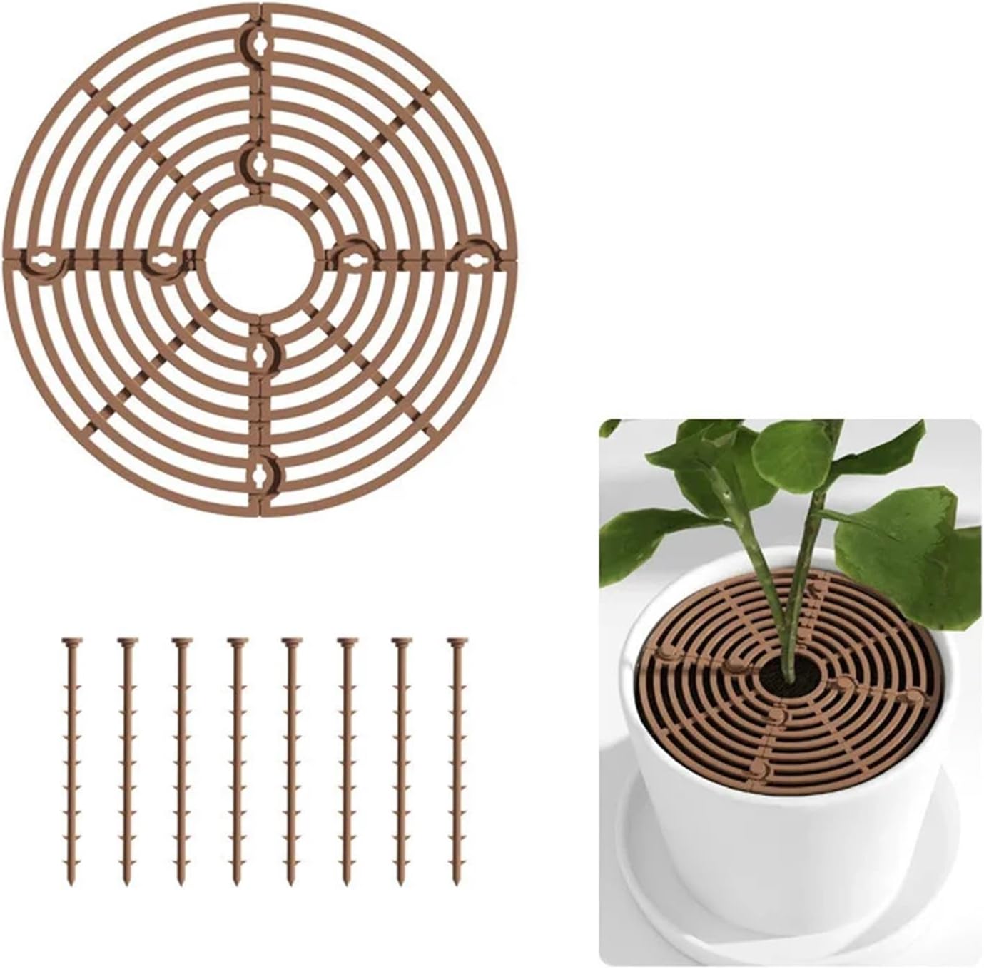 Plant Pot Cover 6PCS Plant Pot Soil Guard Cover Prevent Cat Dog Digging Soil Baby-proofing Universal Protect Mesh Stopper Cover(Coffee,19CM)