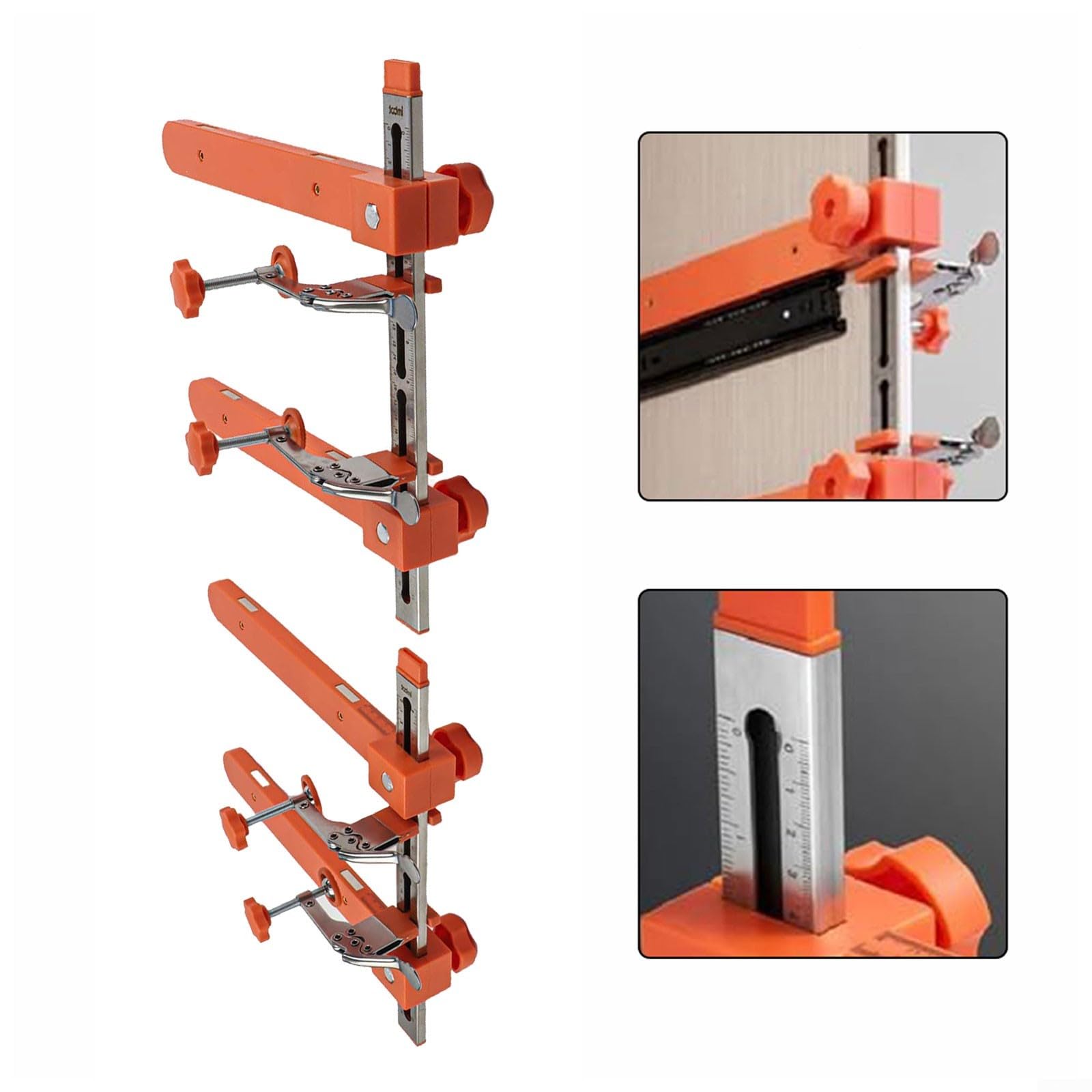 Plantilla deslizante de cajón para montaje de precisión, abrazadera de metal ajustable con llave para diapositivas de montaje inferior en armarios de marco frontal (juego de 2 piezas)