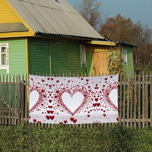 MINDBBDFJ Falling Red Hearts Print Banners And Signs For Outdoor/Indoor,Personalized Banner Customizable Parties Halloween Banner (180x90cm)4