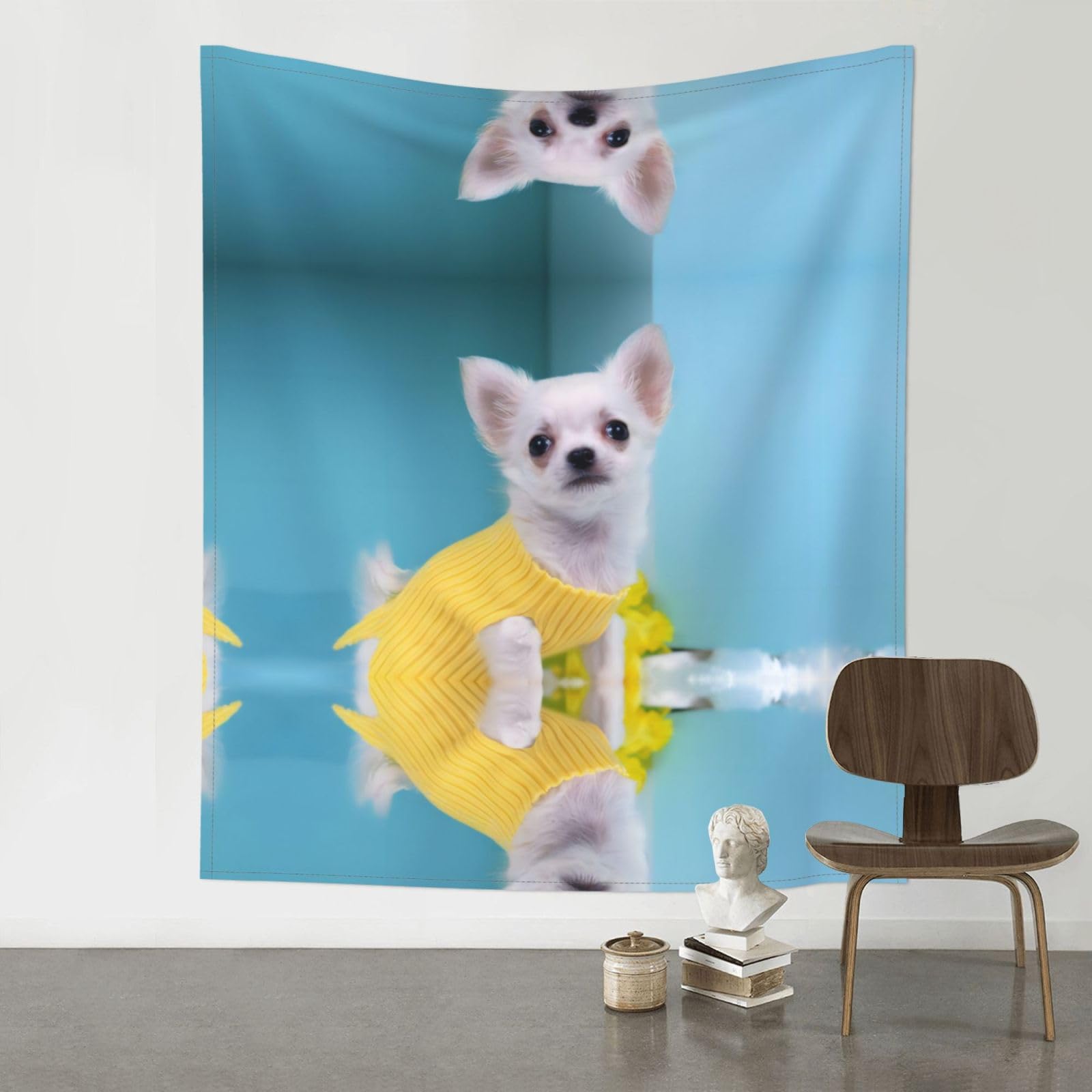 YYHWHJDE Cute Chihuahua Prints 60x51in Wall Tapestry – High-Grade Polyester Throw for Dorm, Beach & Home Decor