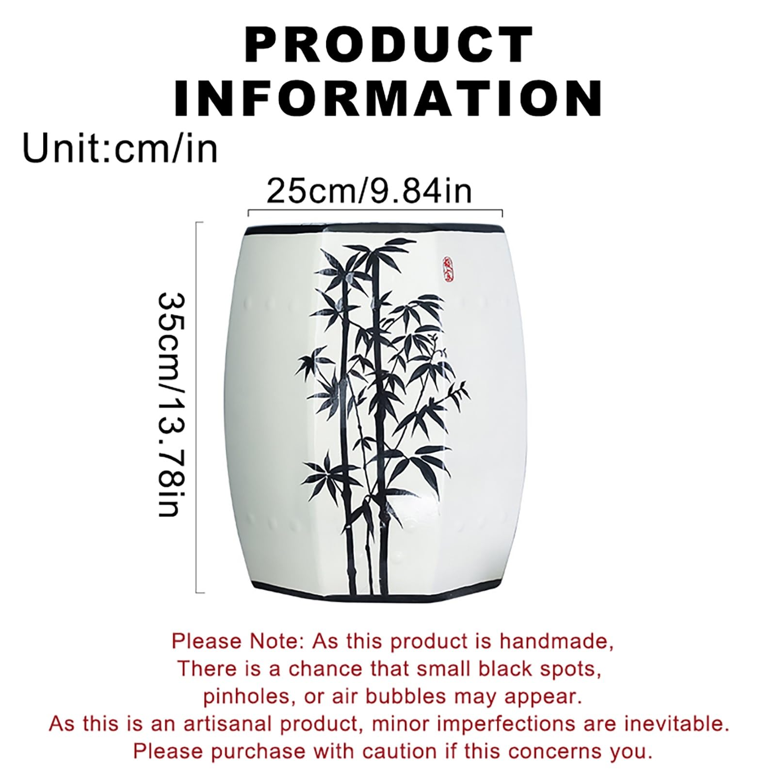 Ceramiczny stołek bębnowy, ręcznie malowany glazurowany porcelanowy stolik pomocniczy, dekoracyjny stołek ogrodowy do salonu, sypialni, balkonu, patio - stylowy akcent do domu