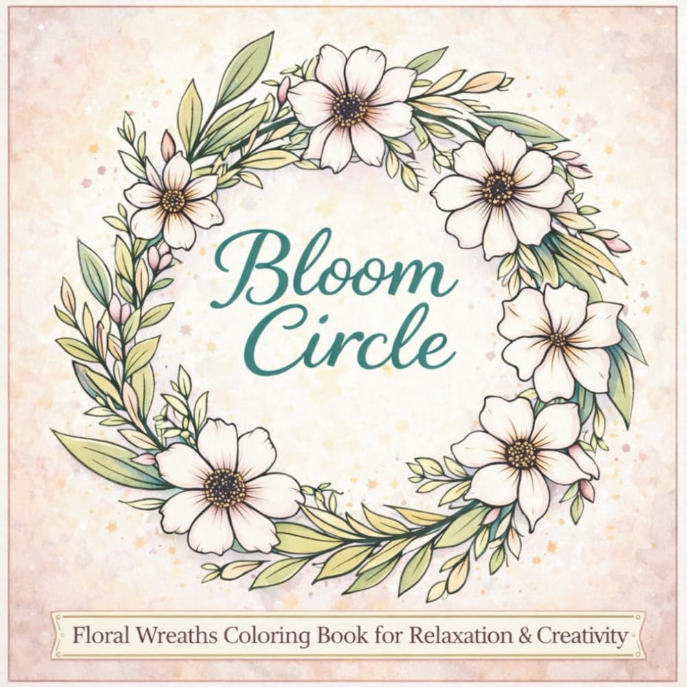 Bloom Circle: Floral Wreaths Coloring Book for Relaxation and Creativity | Elegant Botanical Designs for Stress Relief, Mindfulness, and Artistic Calm