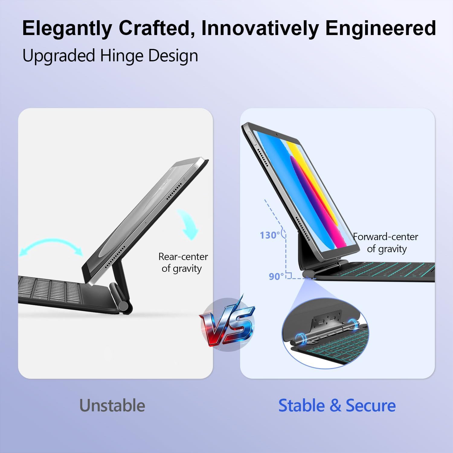 for iPad 11th (A16) / 10th Gen Keyboard Case, Full-Area Trackpad image 4