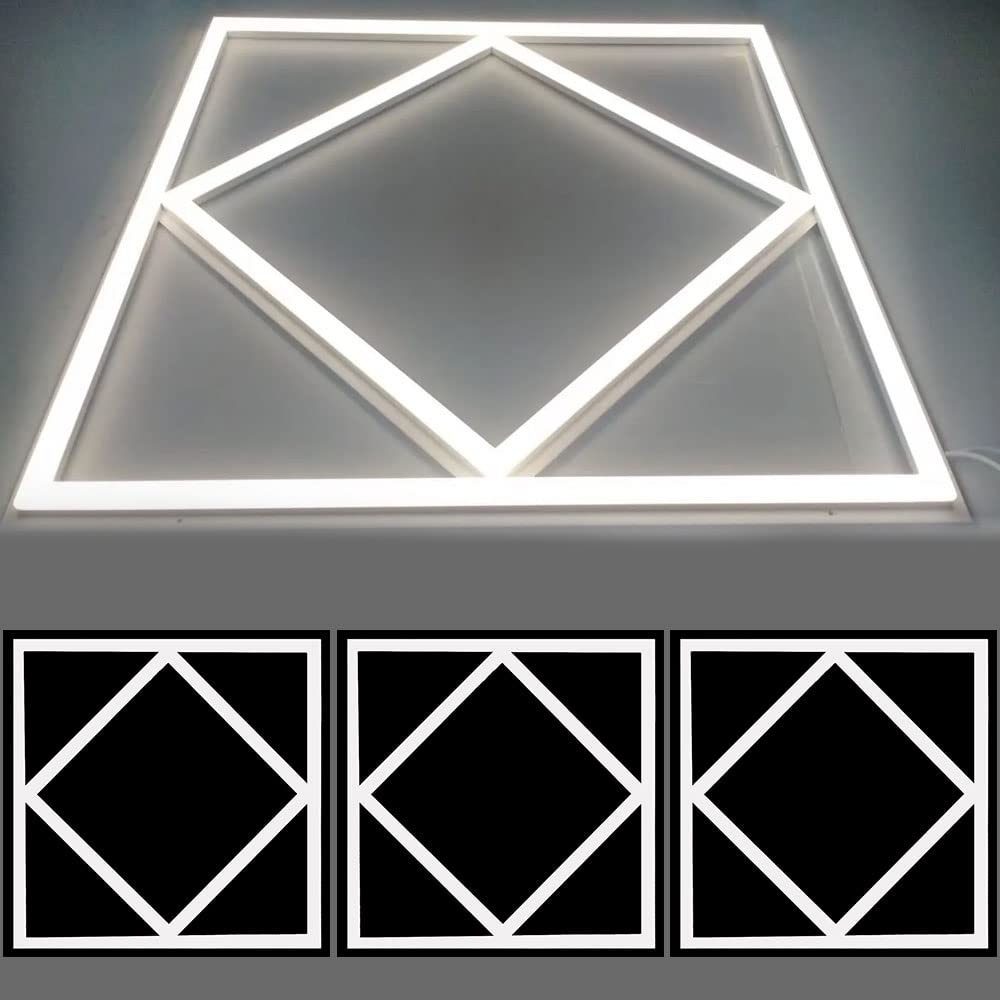 5X 40W + 40W Diamond Lattice LED Panel Ceiling Light Square Pure White Edge Lit 6500K Daylight 600x600 8000 Lumens Long Life High Power Factor IC Driver