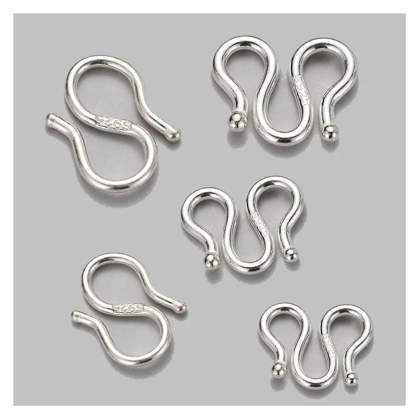 Ganchos SW de Plata de Ley 925, conector extensor de cierre, hipoalergénico for pulsera, collar, fabricación de joyas, 2 uds.(S 7.8x11.7mm)