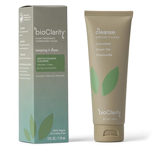 Miniatura 3 de BioClarity Limpiador facial  100% vegano, lavado suave con pepino, té verde y manzanilla, para pieles grasas sensibles. Ingredientes naturales (4