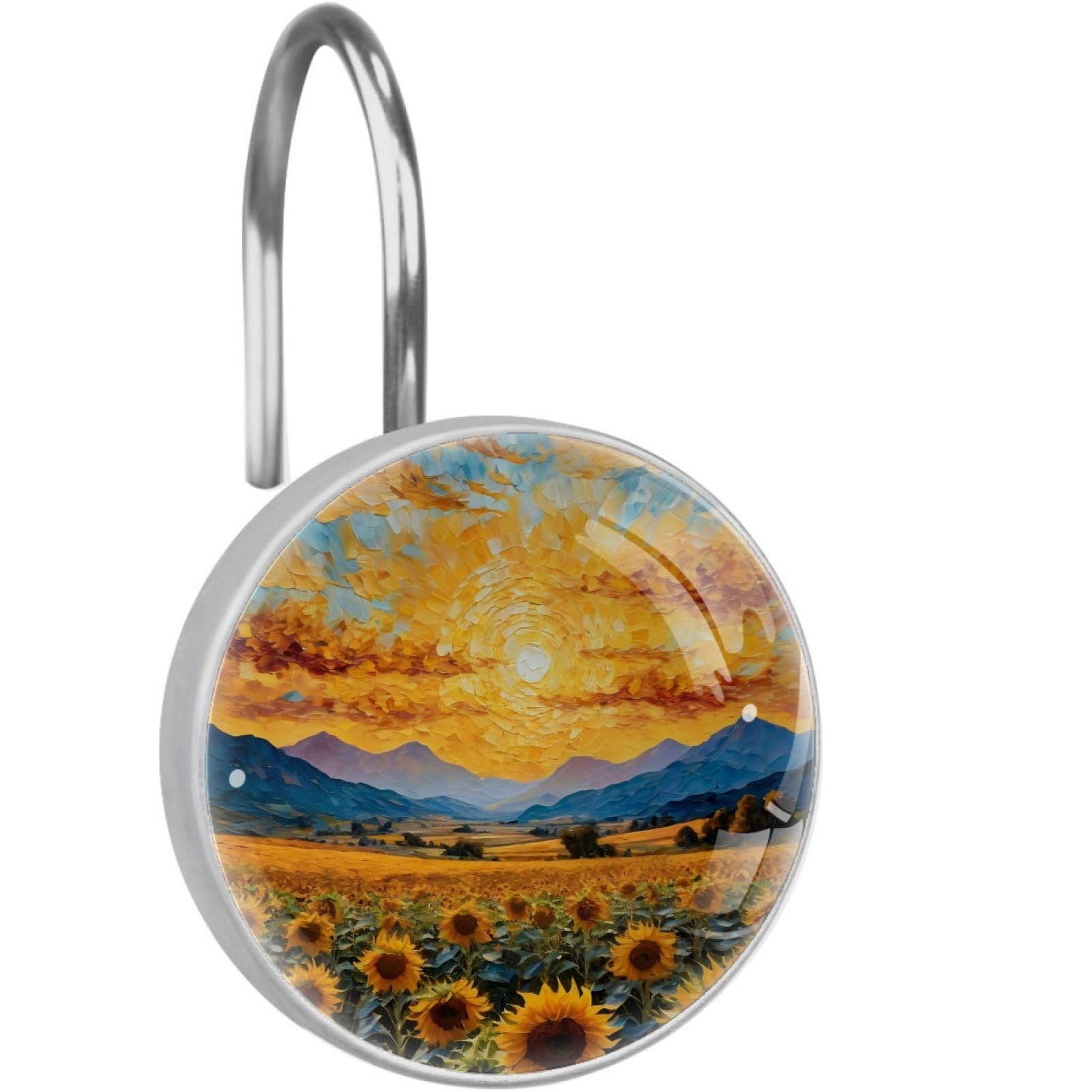 VAPOKF Shower Curtain Hooks, 12PCS Sunflower Sunset Shower Curtain Hook for Bathroom Decors Home Bedroom