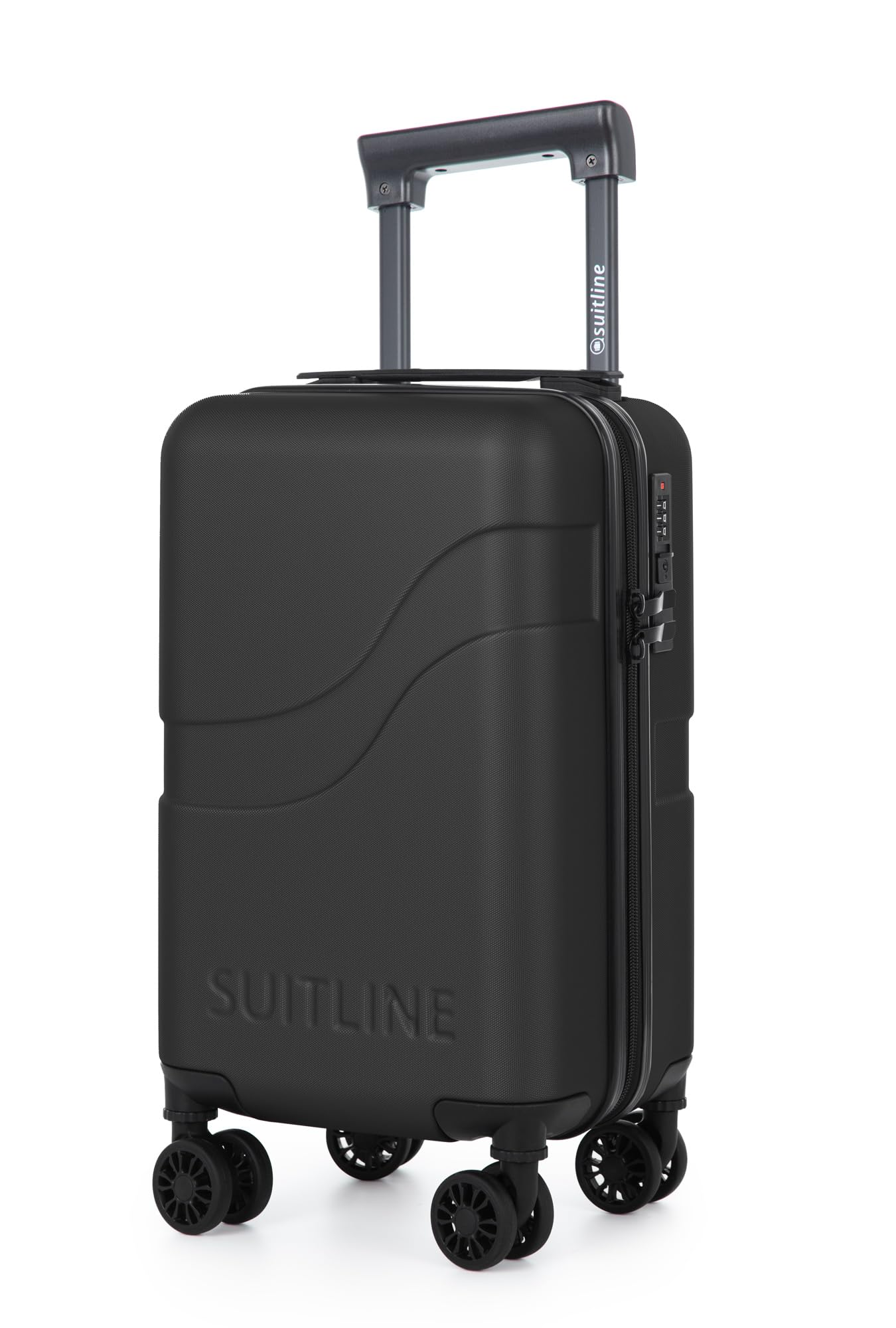 SUITLINE Clix-Lite - Valigia piccola da sottosedile 40x20x25 cm, Bagaglio a mano ruote staccabili, Altezza totale 47 cm, Mini Trolley rigido da Viaggio Aereo, Cabin bag max 20L, Nero