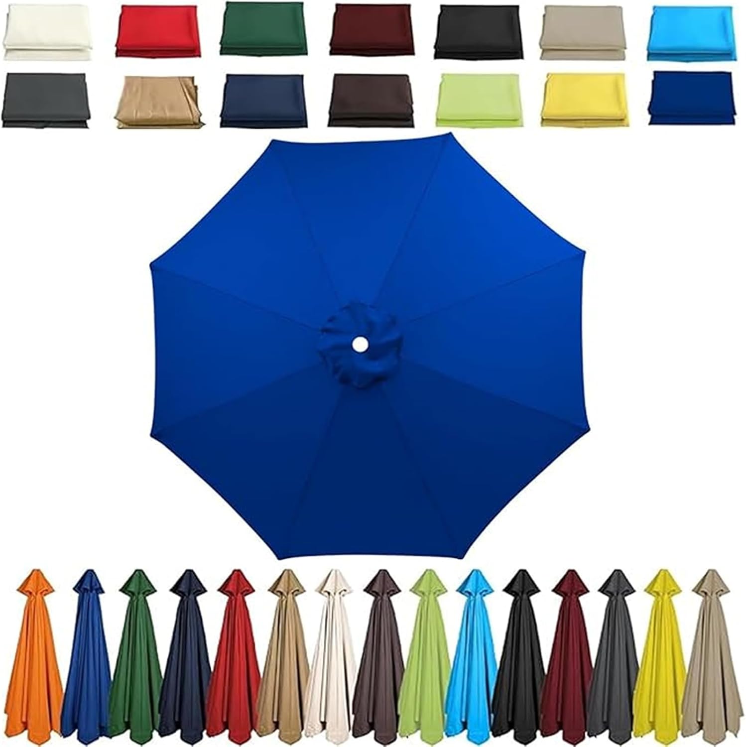 Outdoor Umbrella Replacement Canopy Top Vent Parasol Cover for 2m–3.5m Garden Parasols, UV Resistant Fabric for 6 or 8 Arm Frames Sunshade Only, No Pole