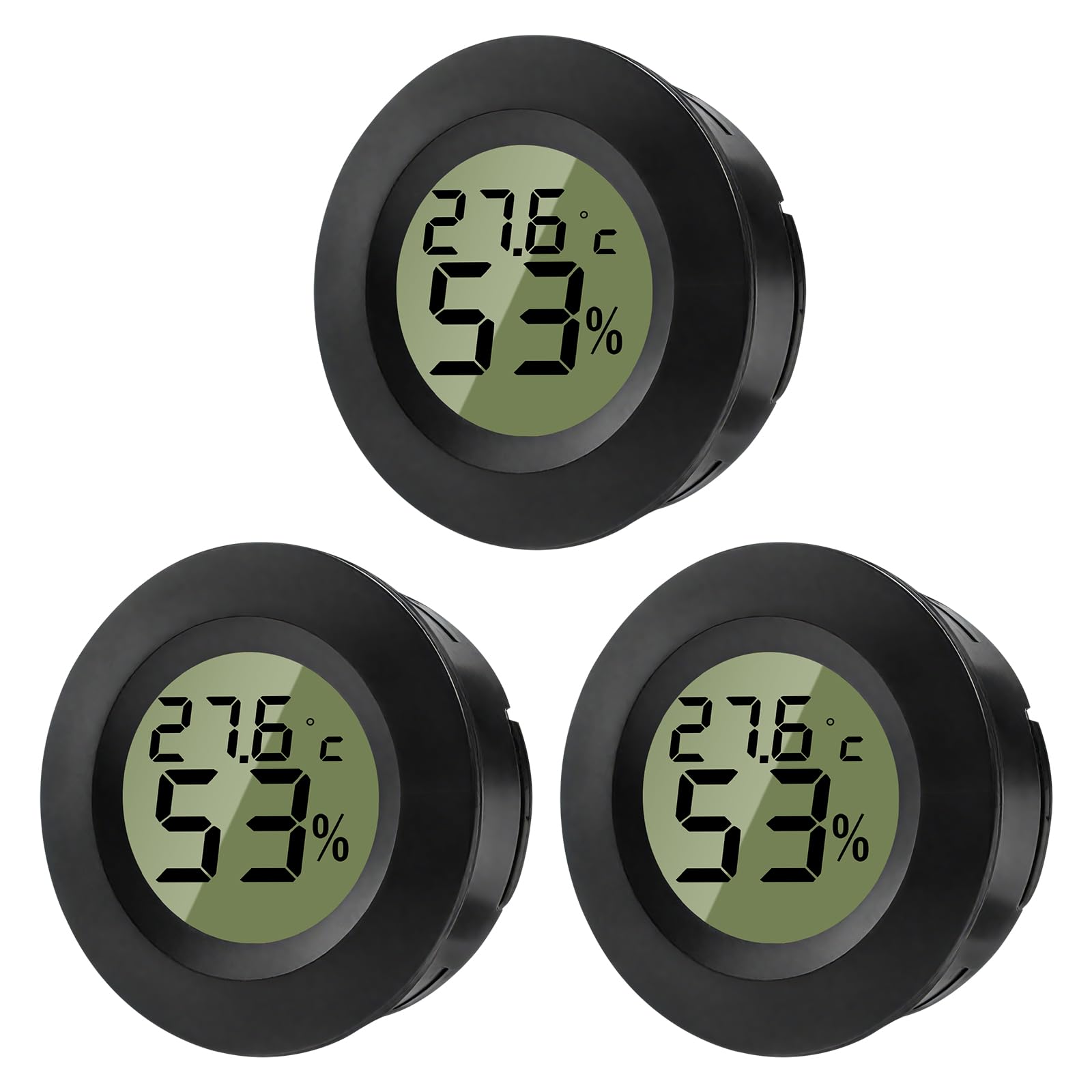 ZHITING Hygrometer Thermometer Mini Digital Temperatur Luftfeuchtigkeitsmessgerät Rund Humidity Meter für Innenräume, Gewächshäuser, Terrarien, Gitarrenkoffer,Humidor, Inkubatoren & Glas (3er Pack)