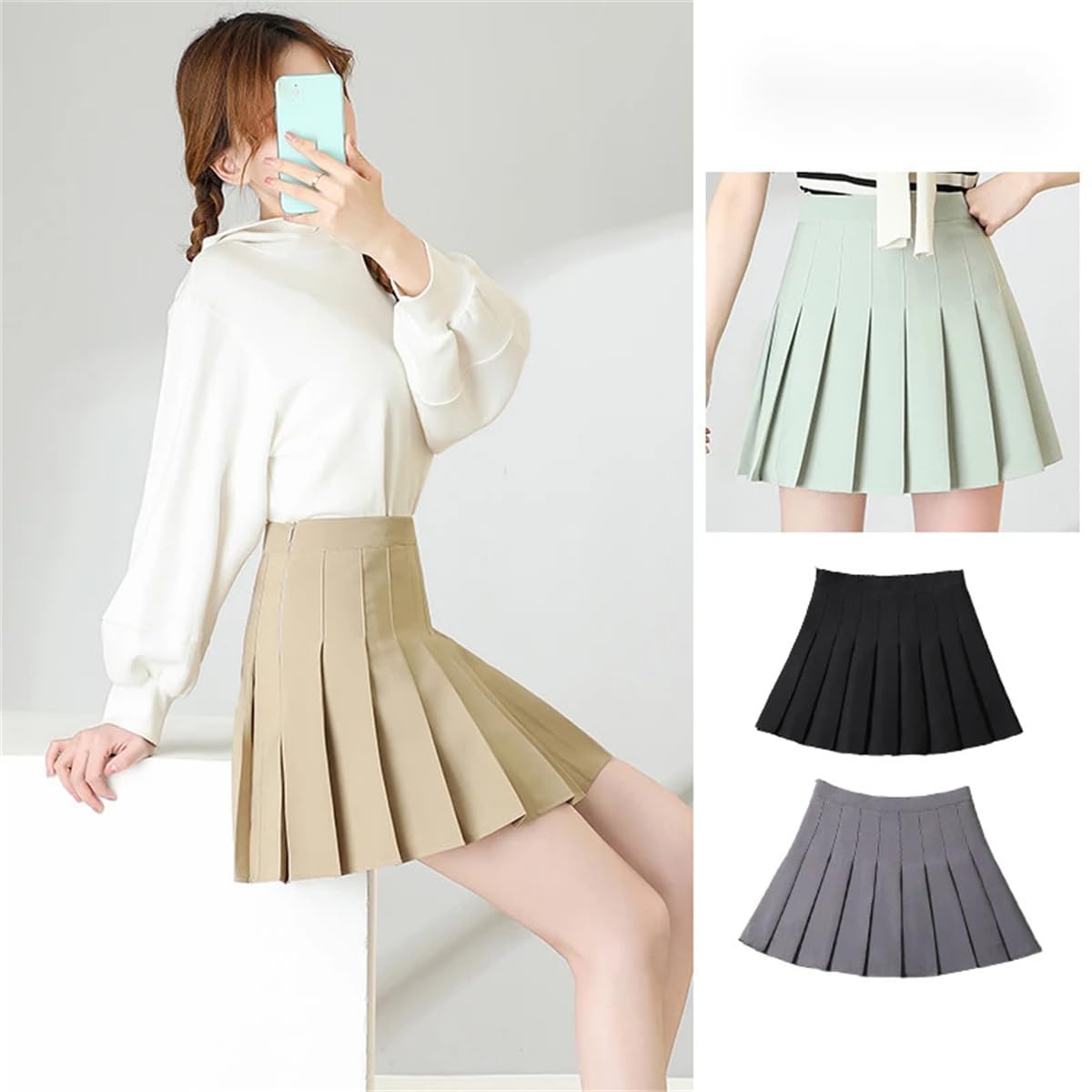 Gonna da Donna Mini Gonna A Pieghe Marrone Moda Estiva per Ragazze