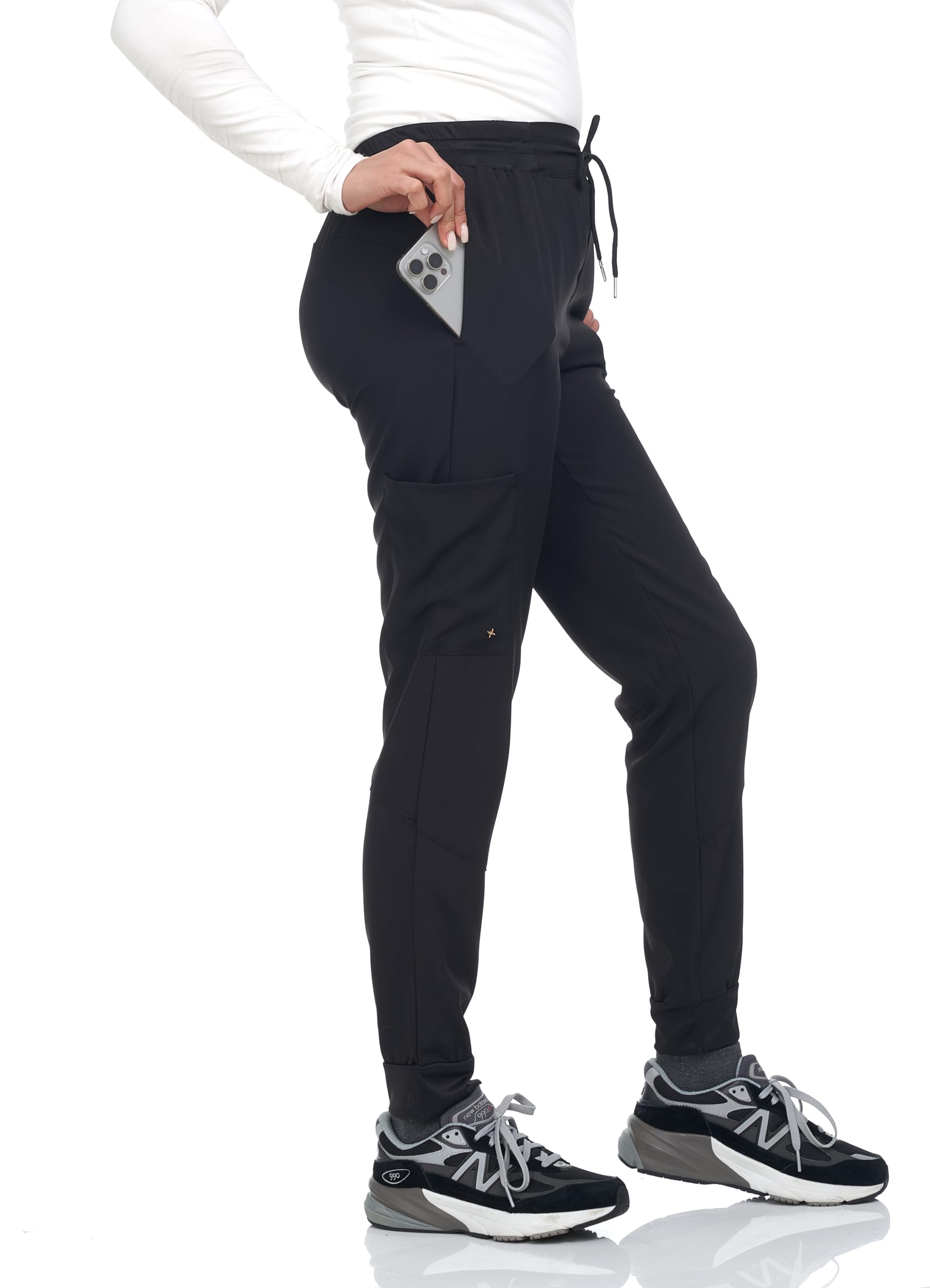 Scrubs for Women 3 Pocket Pants Stretch Nurse Scrub Pants for Medical Uniform and Home Attendant Yoga Pants Lightweight (US, Alpha, Medium, Regular, Regular, Black)