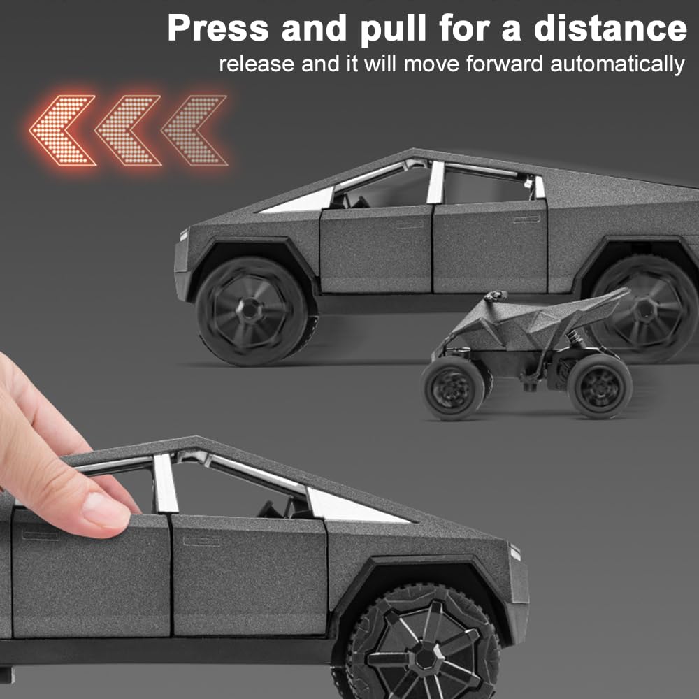 1/32 Pickup Trailer RV Model Kit, Truck and Trailer Toy with Sound Light Pull Back, Off-Road Pickup Truck Model toy with Motorcycle, Alloy Diecast Vehicles Cars Toys Gifts for Boy Girl Adult 3