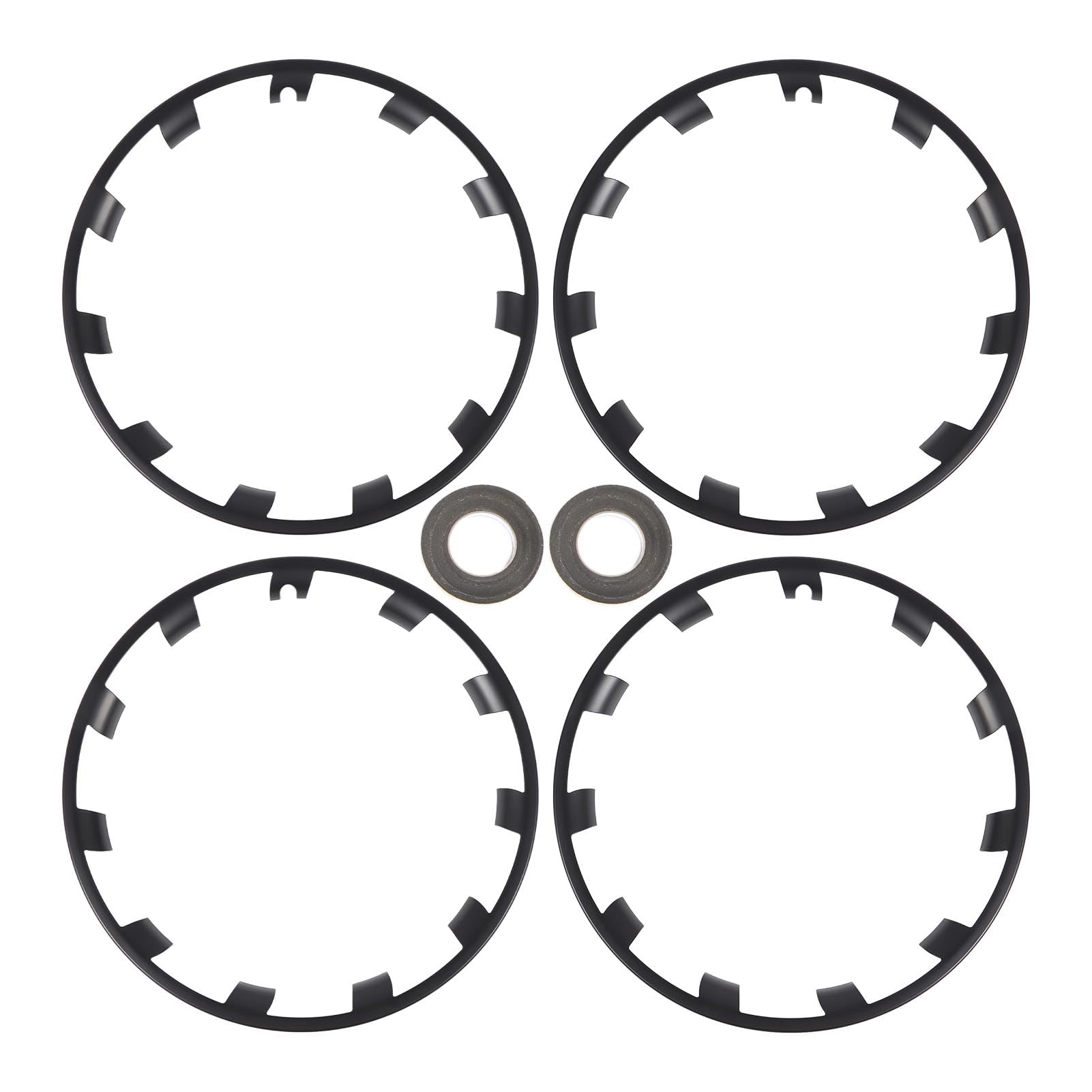 Keenso Felgenschutz, Felgenschutz-Sets, 4 Stück, 21 Zoll, ABS-PC-Kunststoff, Anti-Kratz-Schutz-Dekorationsring für Bestimmte Überturbinenräder (Matt-schwarz)