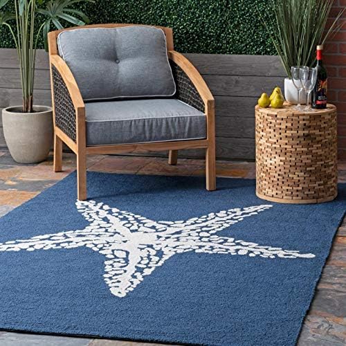 nuLOOM Hand Hooked Marine Indoor/ Outdoor Area Rug, 2' x 4', Navy