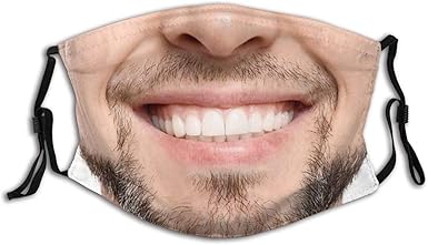 Amazon Com Fake Mouth Cover Funny Realistic Prank Face Mask Fashion Dustproof Scarf Reusable Adjustable Washable Bandana Clothing Shoes Jewelry