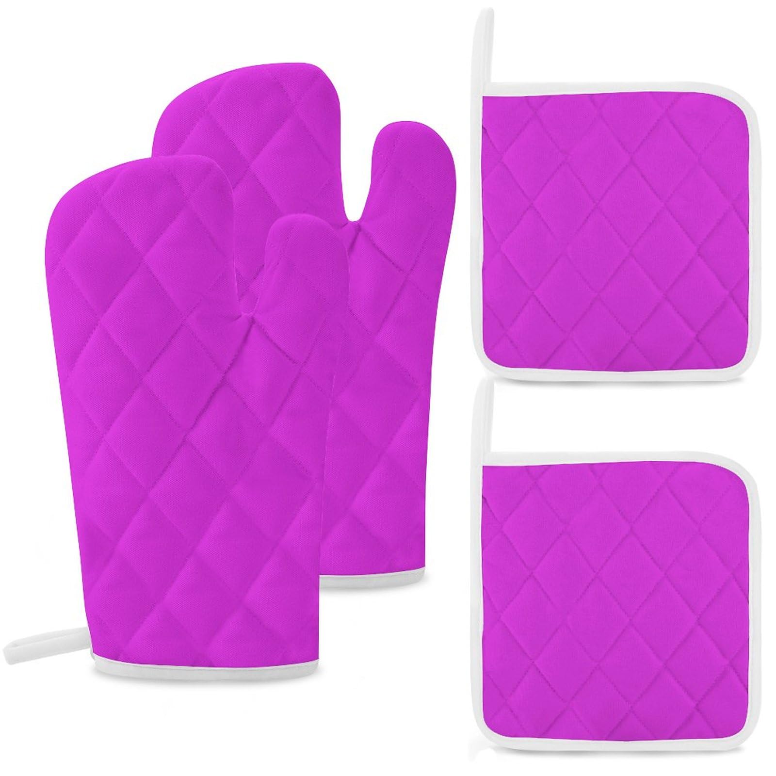 4Pcs Oven Mitts and Pot Holders, Heat Resistant Oven Mitts Gloves Set Kitchen Hot Pads for Cooking Grill