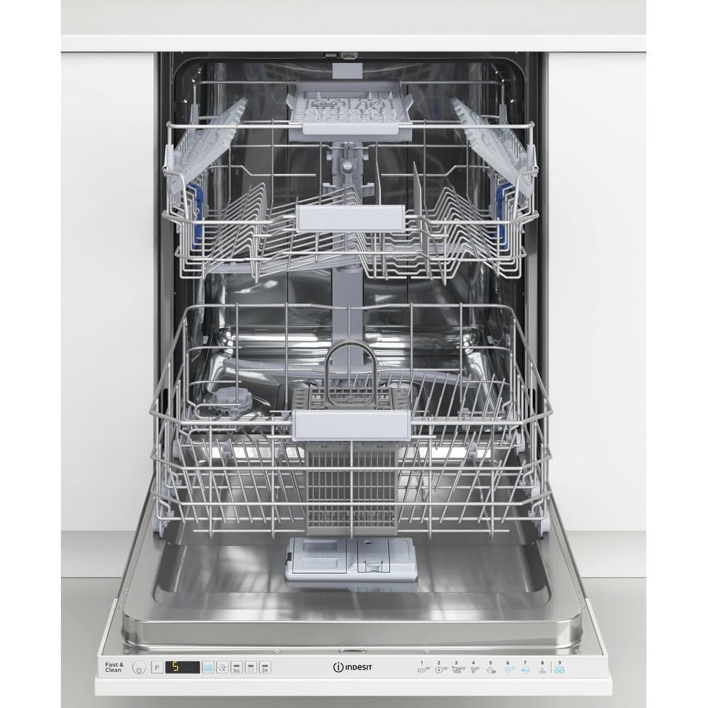 Indesit Lavastoviglie da 60 cm, 14 Coperti, Classe E, Scomparsa totale, Acciaio inossidabile, bianca
