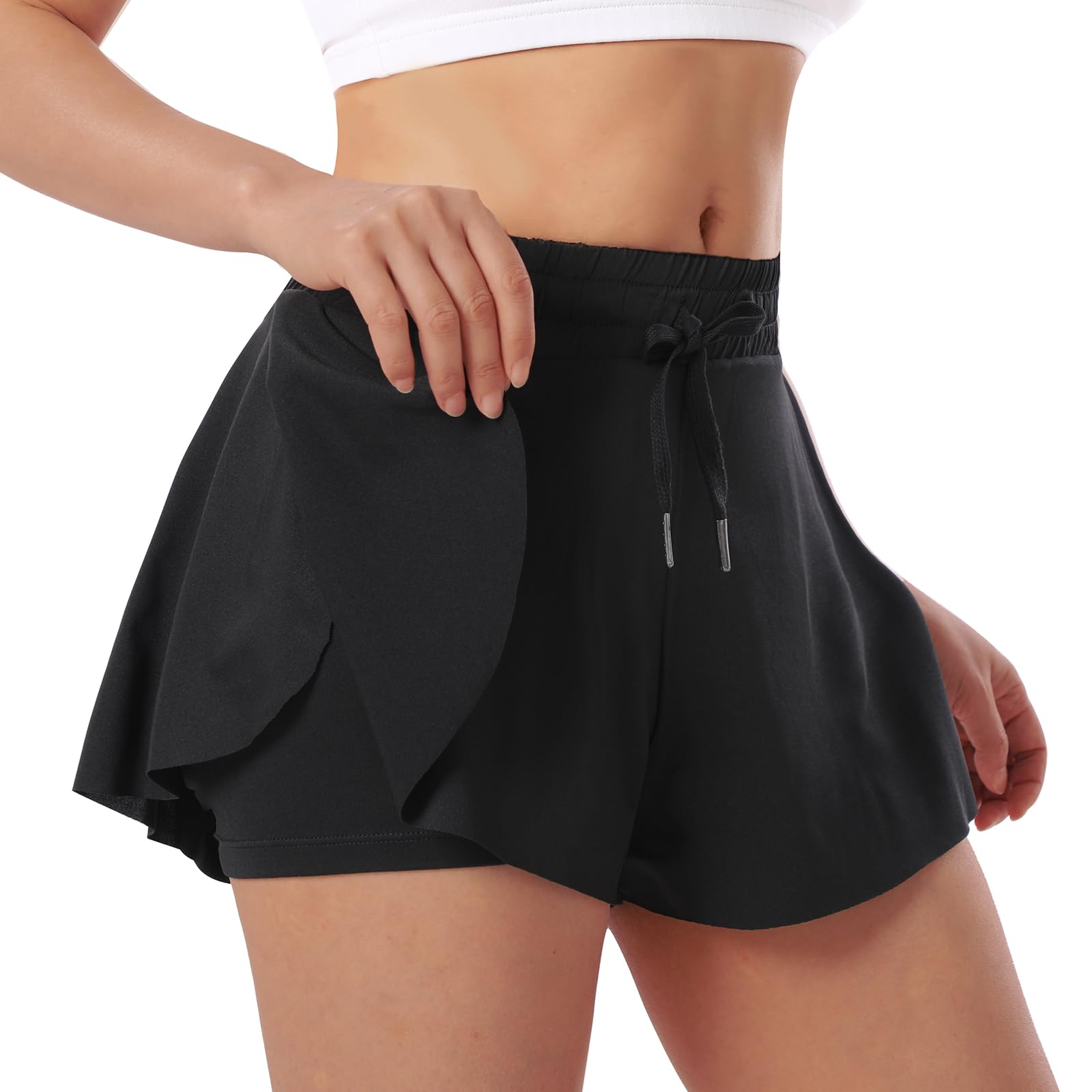 ThreeH Damskie Płynne Spodenki Do Jogi 2 w 1 Elastan Szybkie Dry Sport Fitness Bieganie Szorty Lato