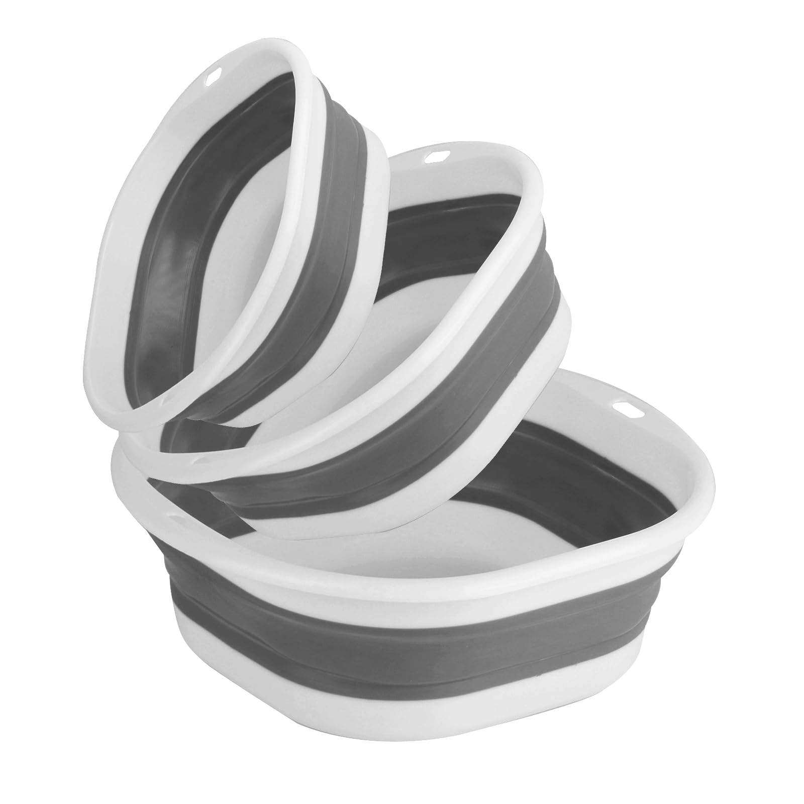 3 Pcs Collapsible Washing Up Bowl with Handles, Folding Wash Basin, Portable Foldable Camping Bowls, Small/Medium/Large Multipurpose Collapsible Buckets for Kitchen Sink Washbasins Outdoor Travel