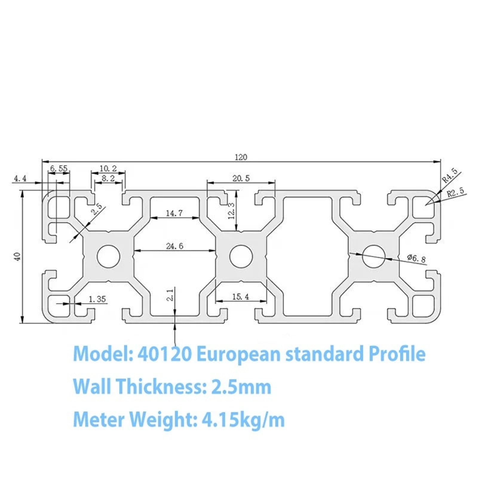 Marco extruido de 40 x 120 mm, estándar europeo 40120, perfil de aluminio, riel lineal for equipos CNC, estructura de muebles Borde soporte(800mm 31.5")