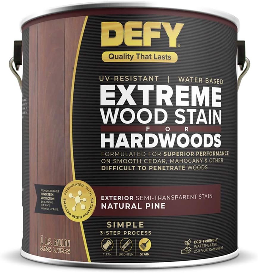 Deck Stain Semi-Transparent for Hardwoods - Water Based, Matte Finish, Natural Pine - 1 Gallon