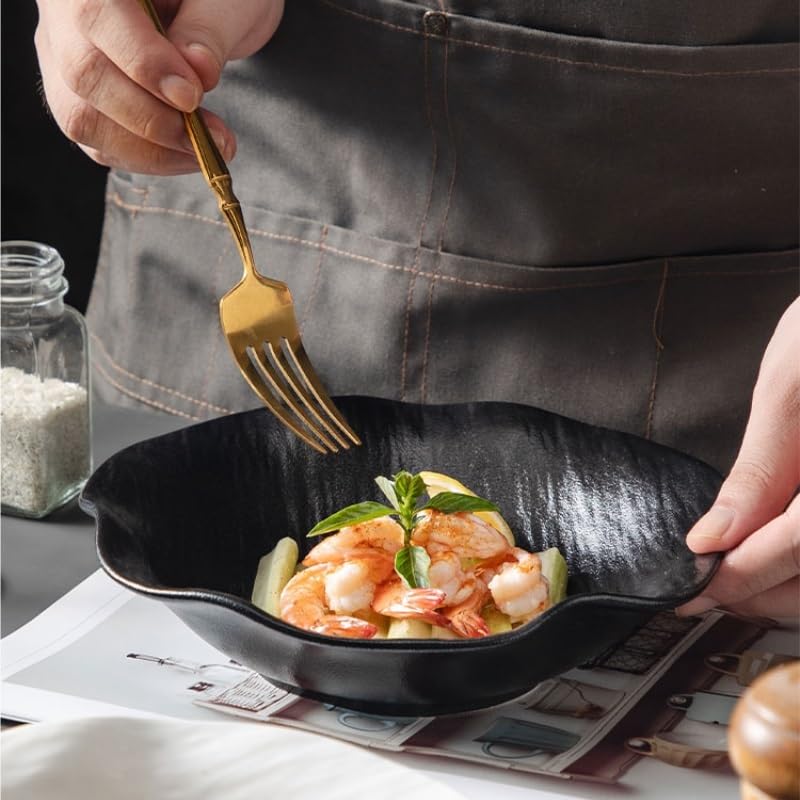 Speiseteller Set Keramik Unterglasur Malbrett Chinesisches Speiseteller Einfaches Steinmuster Tiefer Teller Gemüseteller Salatschüssel Tiefe Schüssel Küche Salatschüssel(C)