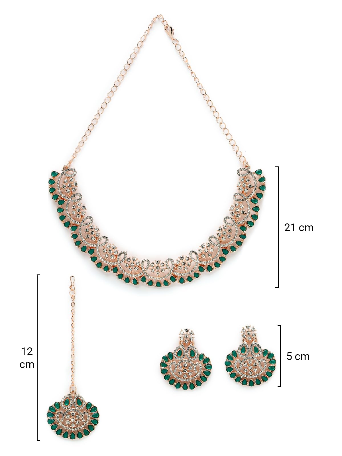 Trendy AD Stones Necklace Set with Earring & Maangtika