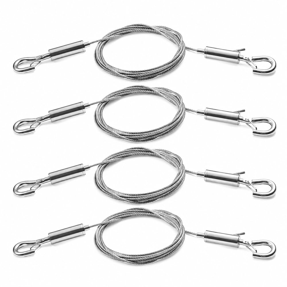 4 Pack Adjustable Picture Hanging Wire Kit, 2m x 1.5mm Heavy Duty Stainless Steel Picture Wire Rope, Supports up to 45kg for Frames, Mirrors, Art & Home Decoration