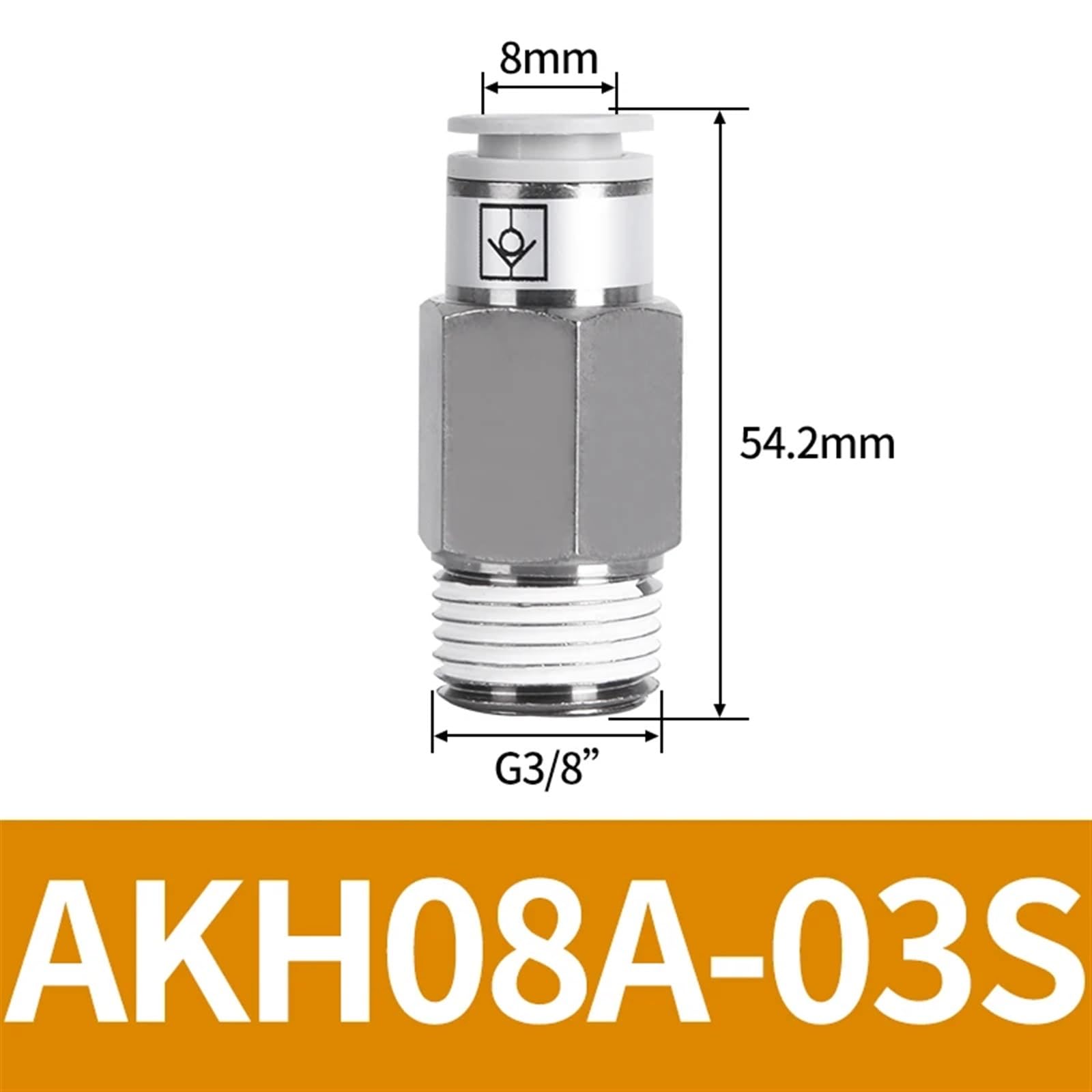 AKH Servies Pneumatic Check Valve Quick Connector Fitting Air Pipe One-Way Check Valve AKH04A/06A/08A/10A/12A-M5/01S/02S/03S/04S(Akh08a-03s)